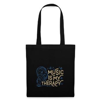 Die Musik ist meine Therapy Leben - Stoffbeutel - Schwarz - Vorne