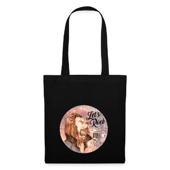 Lion at the Microphone Let's Rock - Tote Bag - black - Front