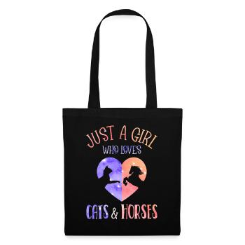 Fille Qui Aime Les Chats Et Les Chevaux Galaxie - Sac en tissu - noir - Devant