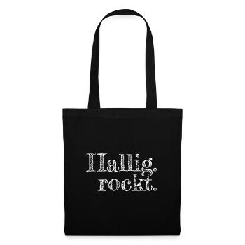 Hallig rockt - Textdesign mit Stadtnamen - Stoffbeutel - Schwarz - Vorne