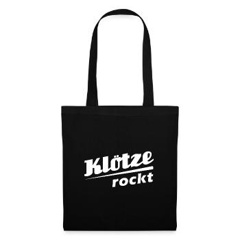 Klötze rockt - Textdesign mit Stadtnamen - Stoffbeutel - Schwarz - Vorne
