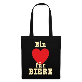 AD - ein Herz für Biere - Alkohol Liebhaber Design - Stoffbeutel - Schwarz - Vorne