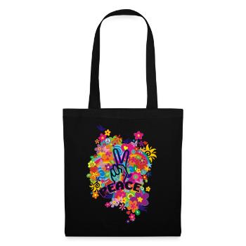 NOUVEAU RAINBOW FLOWER POWER - PAIX - Sac en tissu - noir - Devant