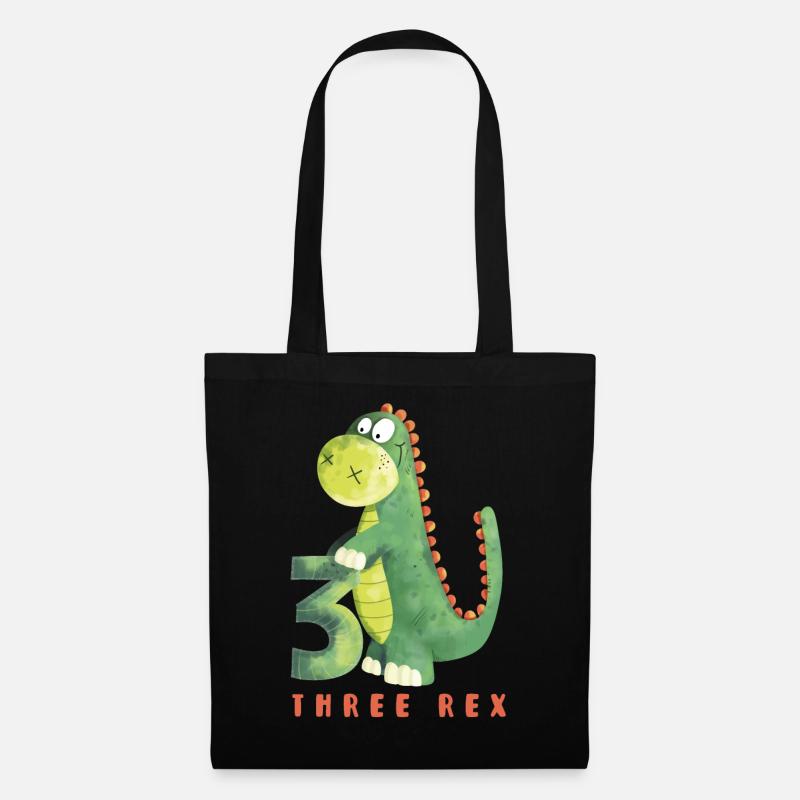 Three Rex I Dino 3 Jahre I 3. Geburtstag I Drei - Stoffbeutel - Schwarz