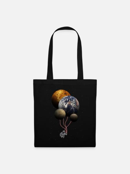 Space Balloons Astronaut Planeten Ballons Geschenk - Stoffbeutel - Schwarz