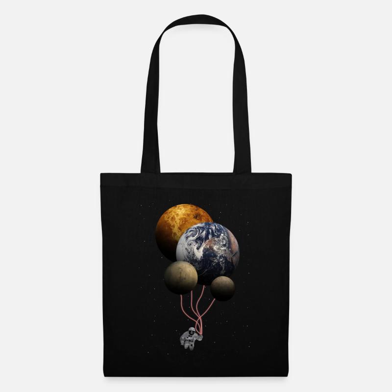 Space Balloons Astronaut Planeten Ballons Geschenk - Stoffbeutel - Schwarz