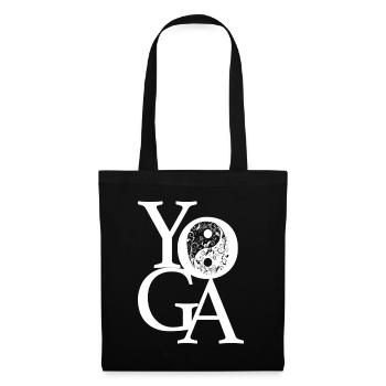 Yoga Yin Yang lettrage - Sac en tissu - noir - Devant