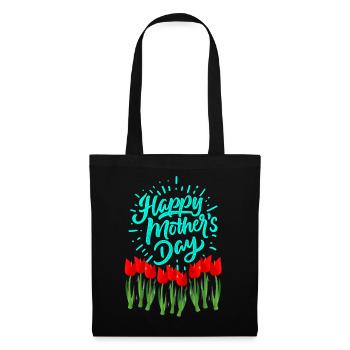 Leuchtende Muttertags-Tulpen - Stoffbeutel - Schwarz - Vorne