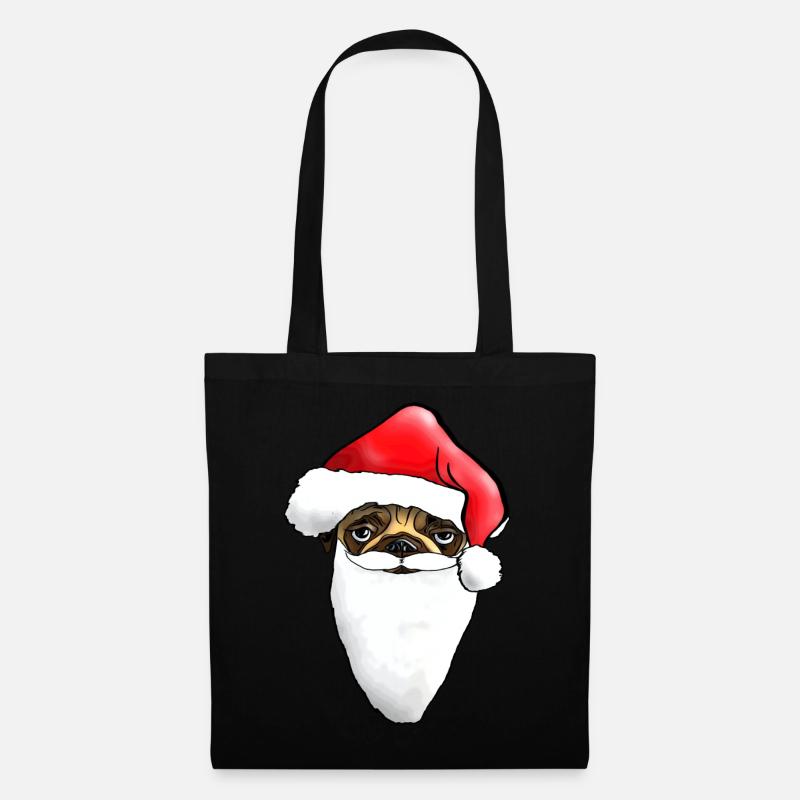 Weihnachtsmops - Ugly Christmas Mops - - Stoffbeutel - Schwarz