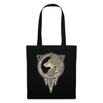Cheval Celtique Doré sur Fond Noir - Sac en tissu - noir - Devant