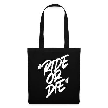 Ride or Die Handlettering Typograhpie Logo - Stoffbeutel - Schwarz - Vorne