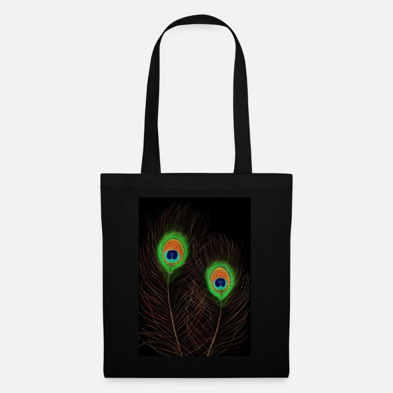 Peacock Feathers on Black - Tote Bag - black