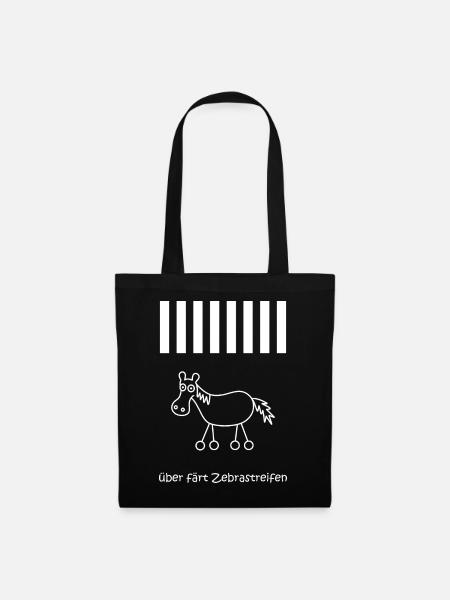 über färt zebrastreifen, Pferd mit Rädern, Verkehr - Stoffbeutel - Schwarz