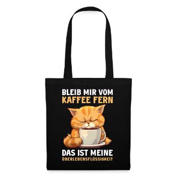 Lustige Katze Kaffee Kaffeeliebhaber Katzen Spruch - Stoffbeutel - Schwarz - Vorne