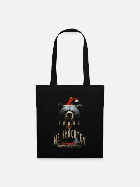 Weihnachten Berliner Bär schickt Weihnachtsgrüße - Stoffbeutel - Schwarz