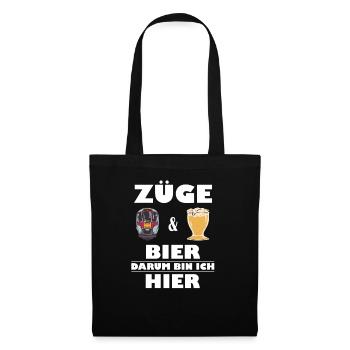 Zug und Bier Fan - Stoffbeutel - Schwarz - Vorne