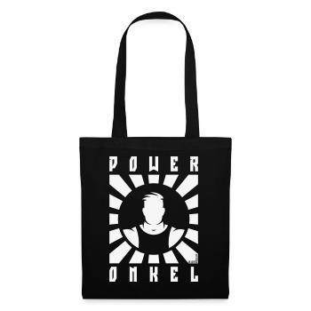 Power Onkel (Poweronkel / Strahlen / White) - Stoffbeutel - Schwarz - Vorne