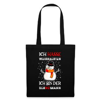 Ich hasse Weihnachten, Schnömann - Stoffbeutel - Schwarz - Vorne
