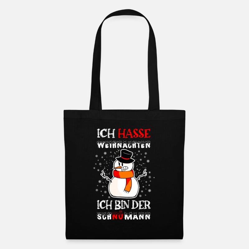 Ich hasse Weihnachten, Schnömann - Stoffbeutel - Schwarz