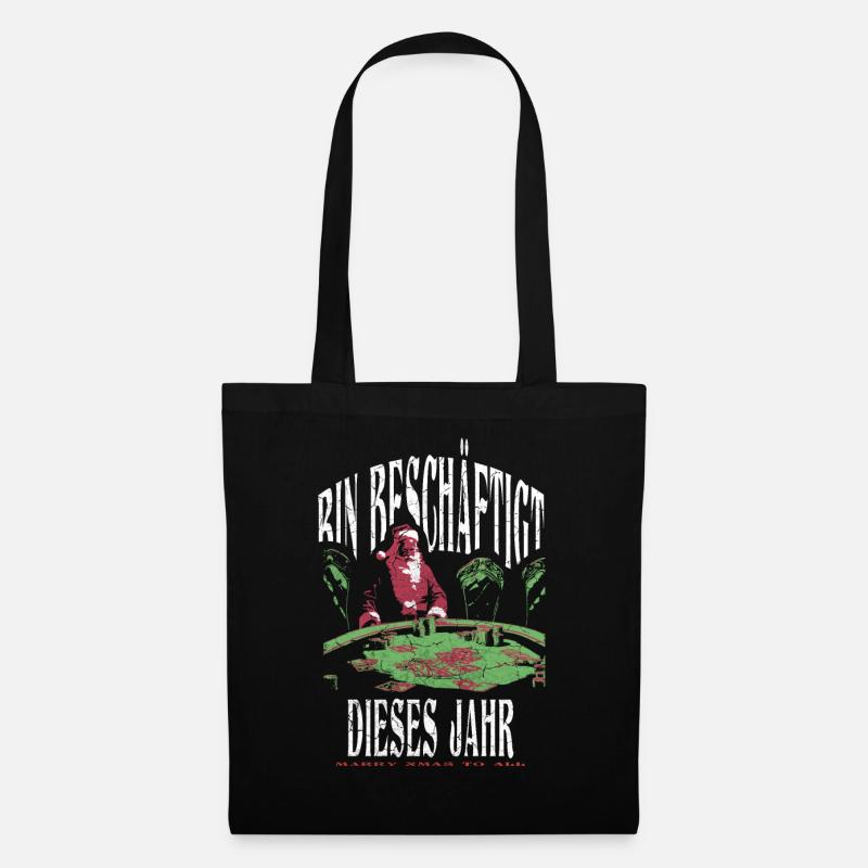 Lustiger Spruch Poker Weihnachtsmann Nikolaus - Stoffbeutel - Schwarz