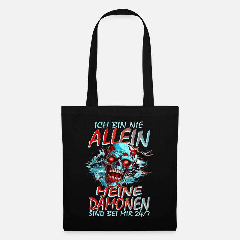 ICH BIN NIE ALLEIN - MEINE DÄMONEN SIND BEI MIR - Stoffbeutel - Schwarz
