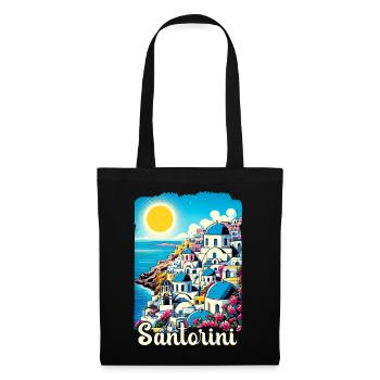Santorin, Grèce, océan, volcan Akrotiri - Sac en tissu - noir - Devant