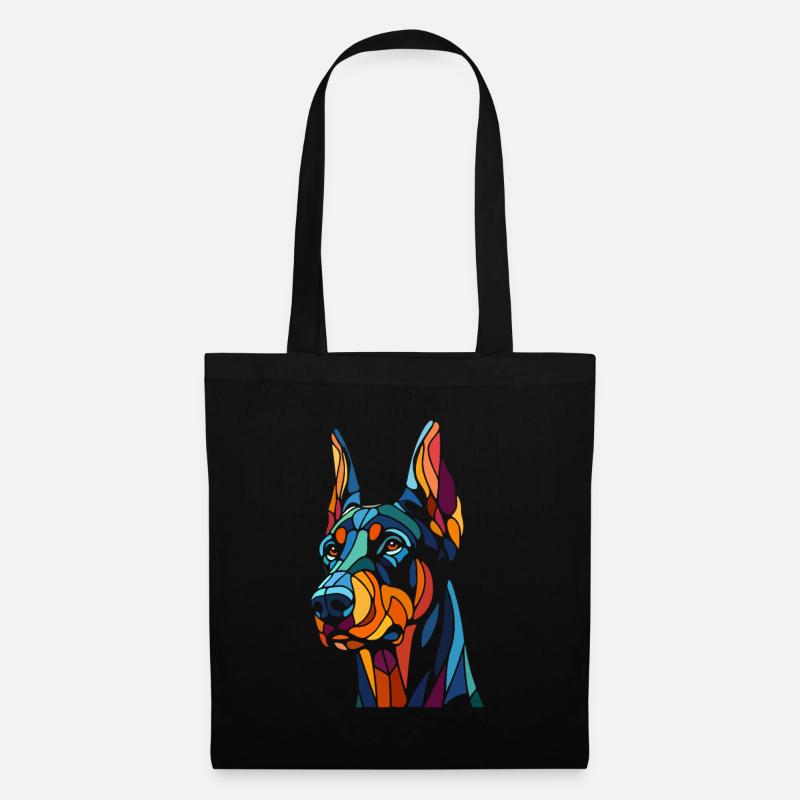 Dobermann Hundekopf - Stoffbeutel - Schwarz