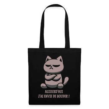 chat boudeur, j'ai envie de bouder aujourd'hui - Sac en tissu - noir - Devant