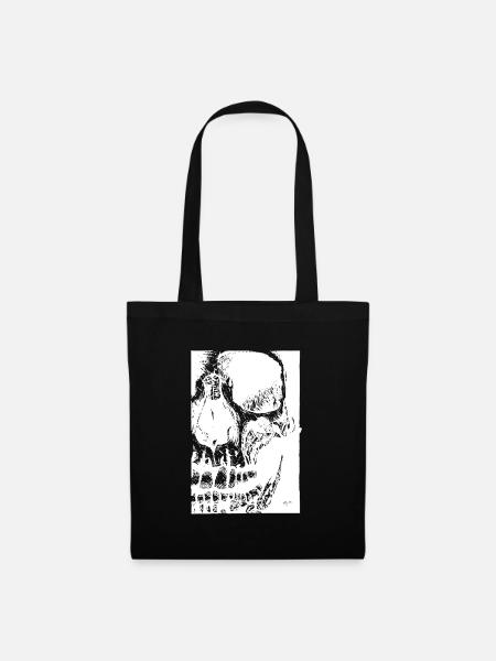 Skull Bones Ink Drawing - Stoffbeutel - Schwarz
