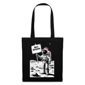 Frohe Weihnachten Astronaut - Feiertag auf dem Mon - Stoffbeutel - Schwarz - Vorne