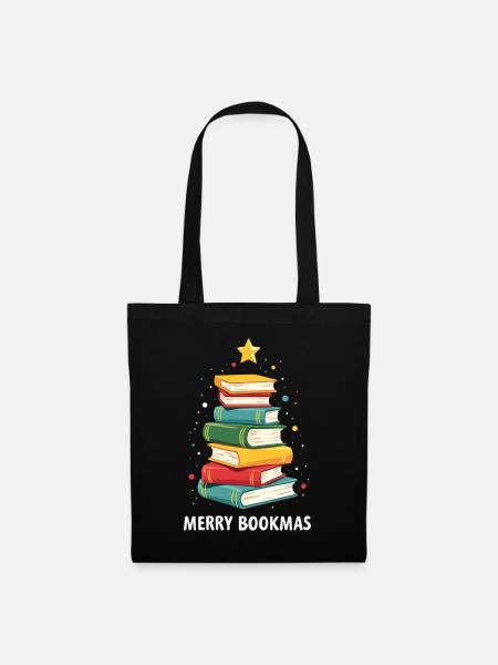 Merry Bookmas - Festliche Freude für Buchliebhaber - Stoffbeutel - Schwarz