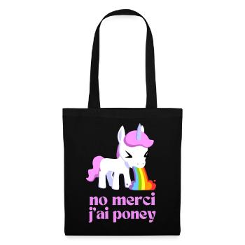 Nein danke, ich habe Pony - Stoffbeutel - Schwarz - Vorne