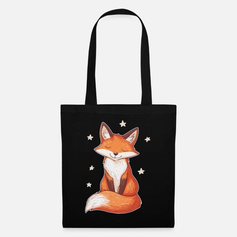 Fuchs und Sterne - Stoffbeutel - Schwarz