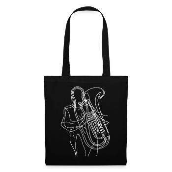 Dessin au trait du joueur de tuba - Sac en tissu - noir - Devant