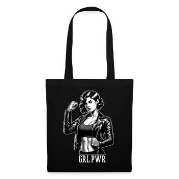 Strong Woman GRL PWR Rockabilly Leather Jacket Gift - Tote Bag - black - Front
