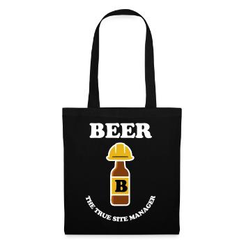 Beer bottle with construction helmet - Stoffbeutel - Schwarz - Vorne