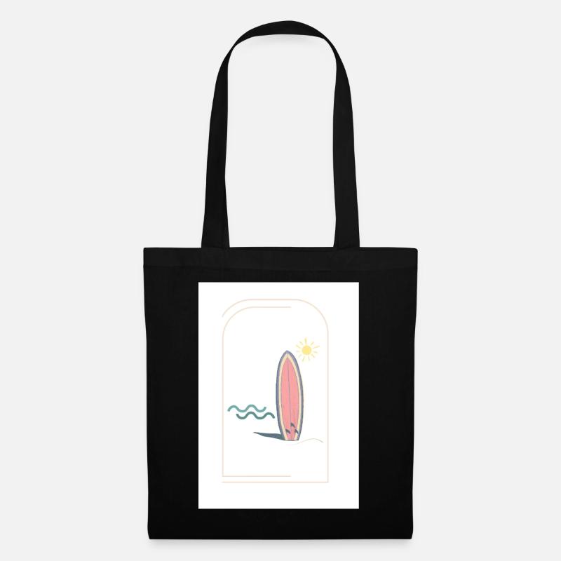 Surfbrett Sonnenaufgang Design - Stoffbeutel - Schwarz