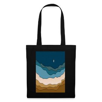 Abstraktes Strand-Design - Surfboard im Ozean - Stoffbeutel - Schwarz - Vorne
