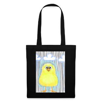 Mignon caneton jaune sous la pluie - Sac en tissu - noir - Devant