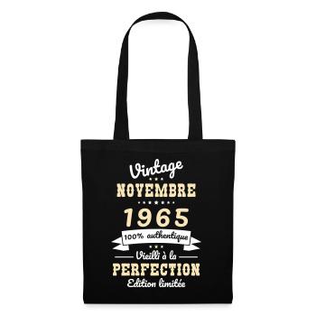Anniversaire 60 ans - Vintage - Novembre 1965 - Sac en tissu - noir - Devant
