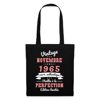 Anniversaire 60 ans - Vintage - Novembre 1965 - Sac en tissu - noir - Devant