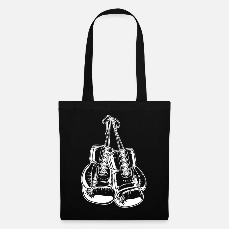 Conception de gants de boxe blancs pour la création de logo - Sac en tissu - noir