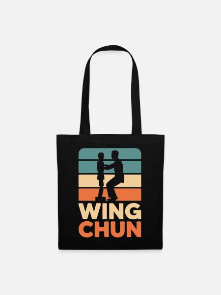 Wing Chun Retro-Silhouette - Stoffbeutel - Schwarz