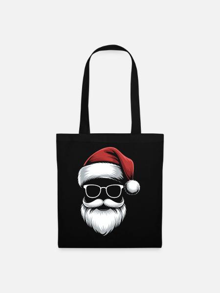 Santa Gläser mit Bart & Mütze - Stoffbeutel - Schwarz
