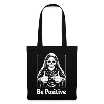 Be Positive Skelett Motiv - Stoffbeutel - Schwarz - Vorne