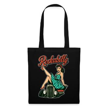Cadeau des années 50 pour une hot rod vintage rockabilly - Sac en tissu - noir - Devant