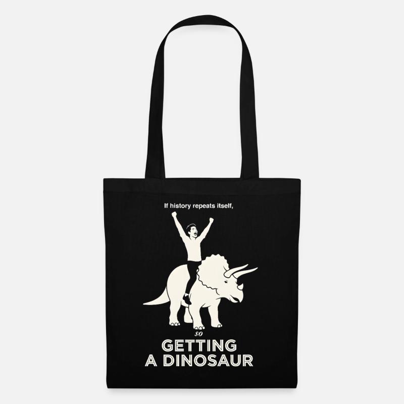 Die Geschichte wiederholt sich, lustiger Dinosaurierreiter - Stoffbeutel - Schwarz