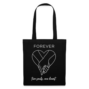 Valentin pour toujours - Deux âmes Un Cœur Blanc - Sac en tissu - noir - Devant