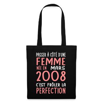 18th birthday - Born in March 2008 - Tote Bag - black - Front