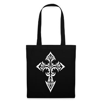 Croix tribale ornée - Sac en tissu - noir - Devant